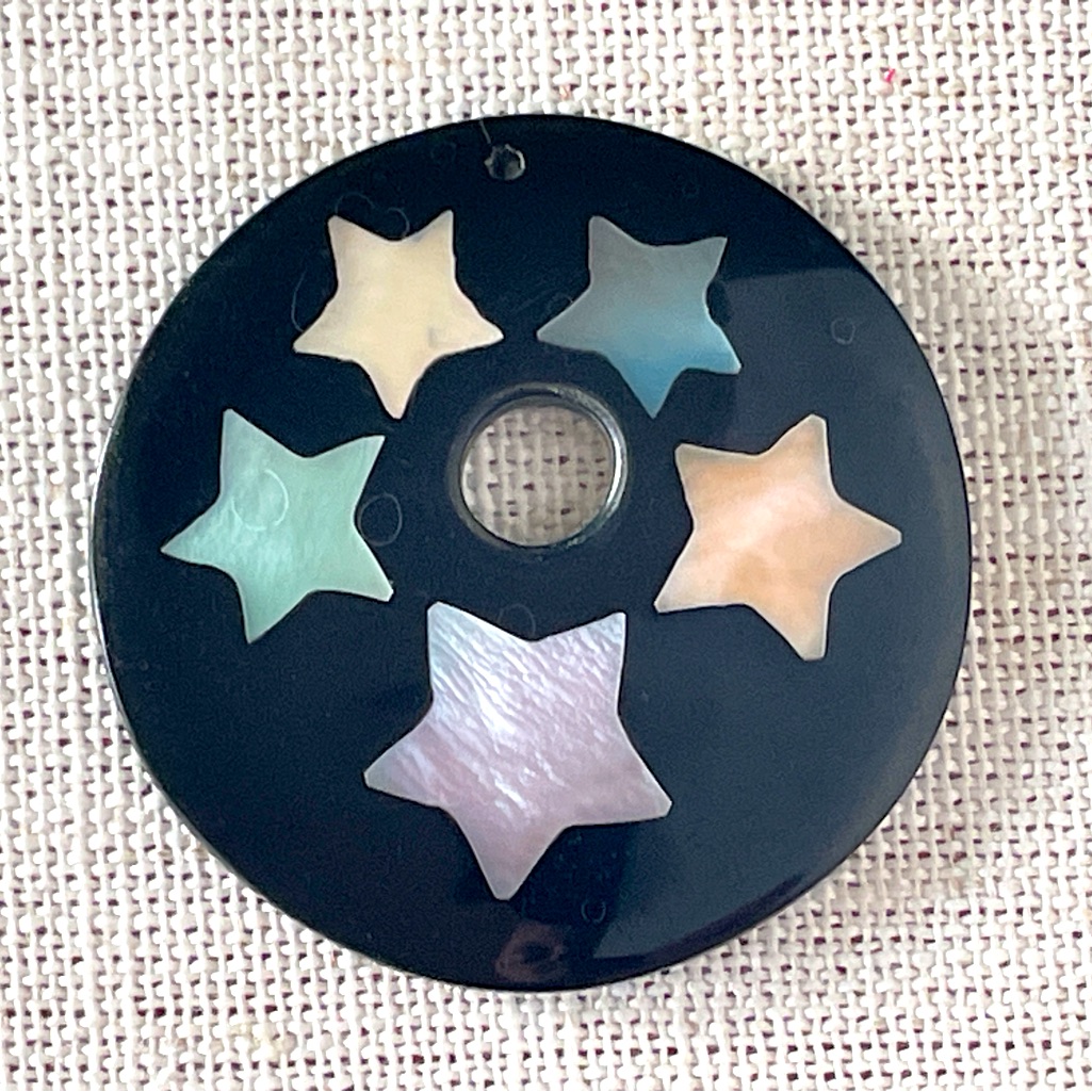 Black Star Pendant With Multicolor Inlays New Age Witchy 00s Y2k Necklace Gift